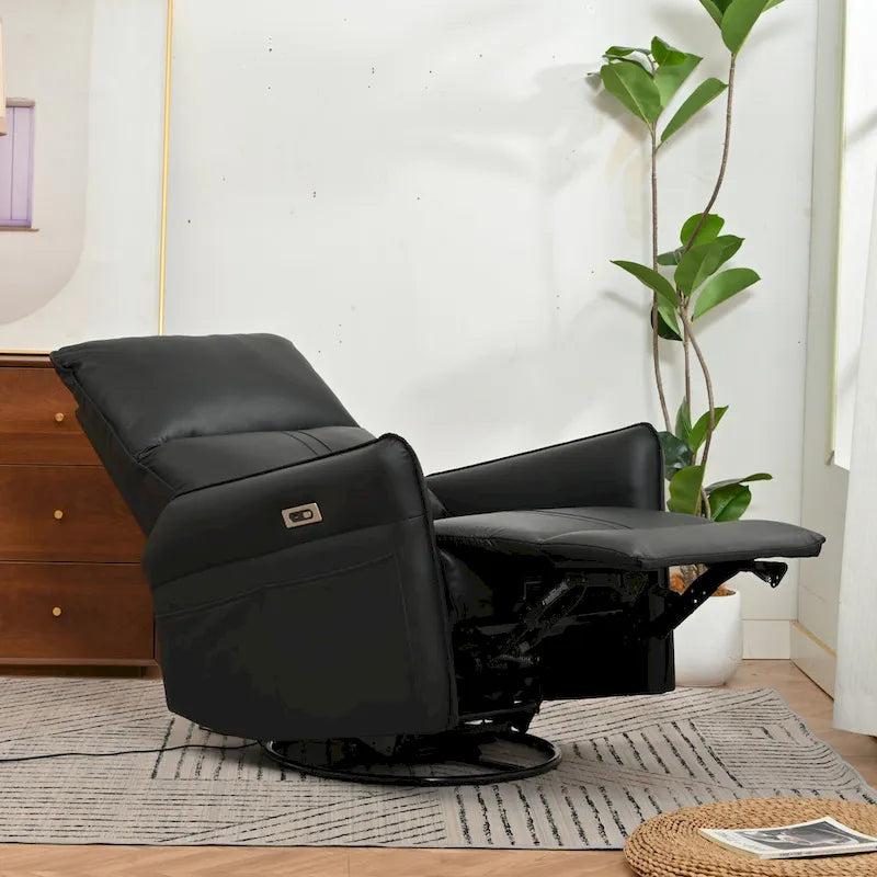 Fauteuil inclinable pivotant et berçant Power 270 avec ports USB, petits fauteuils inclinables électriques en PU pour petits espaces