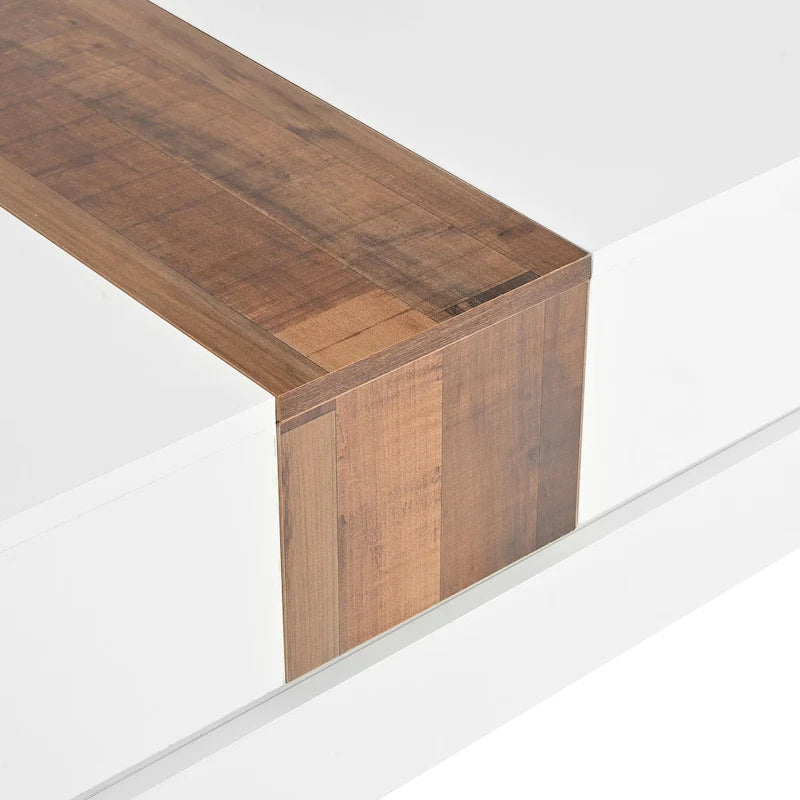 Table basse carrée avec plateau coulissant et rangement dissimulé