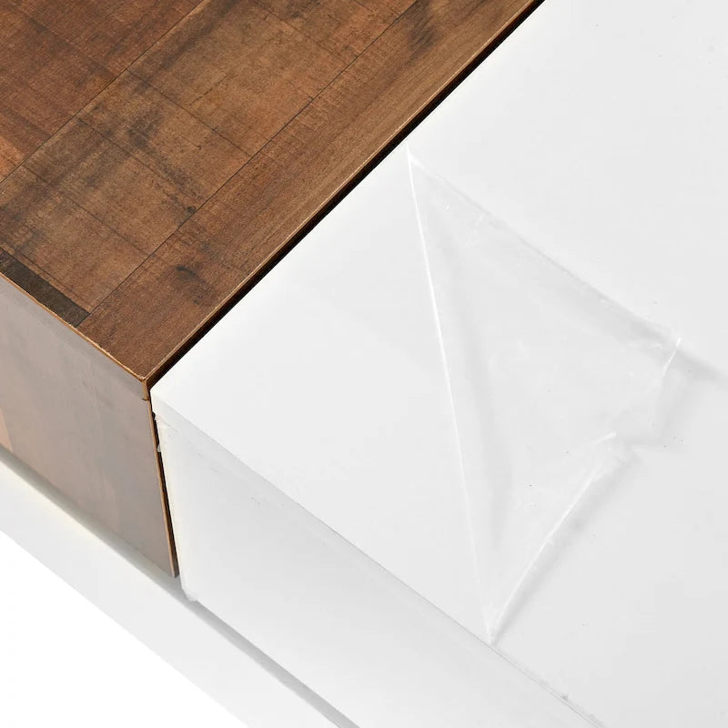 Table basse carrée avec plateau coulissant et rangement dissimulé