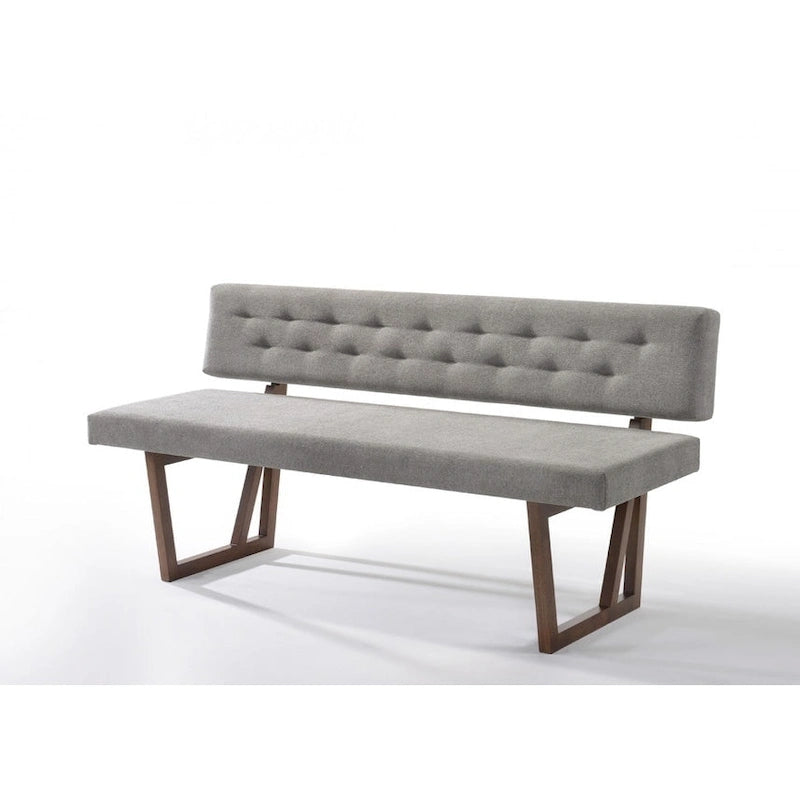 Banc de salle à manger rembourré en mélange de lin gris et marron de 63 po - 63