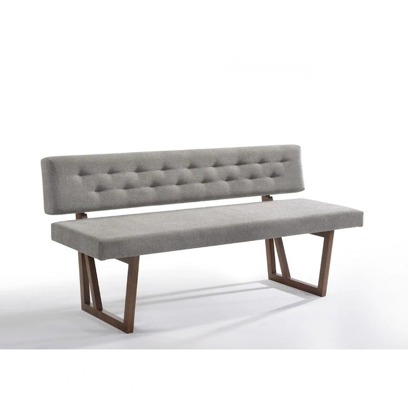 Banc de salle à manger rembourré en mélange de lin gris et marron de 63 po - 63