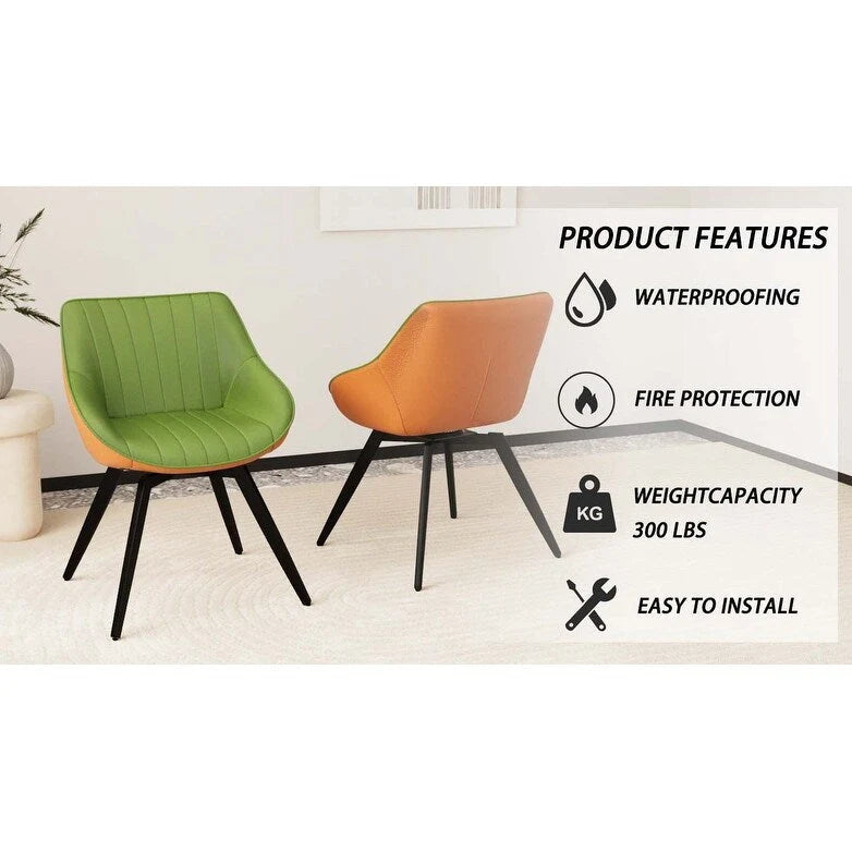 Lot de 2 chaises de salle à manger avec pieds en métal