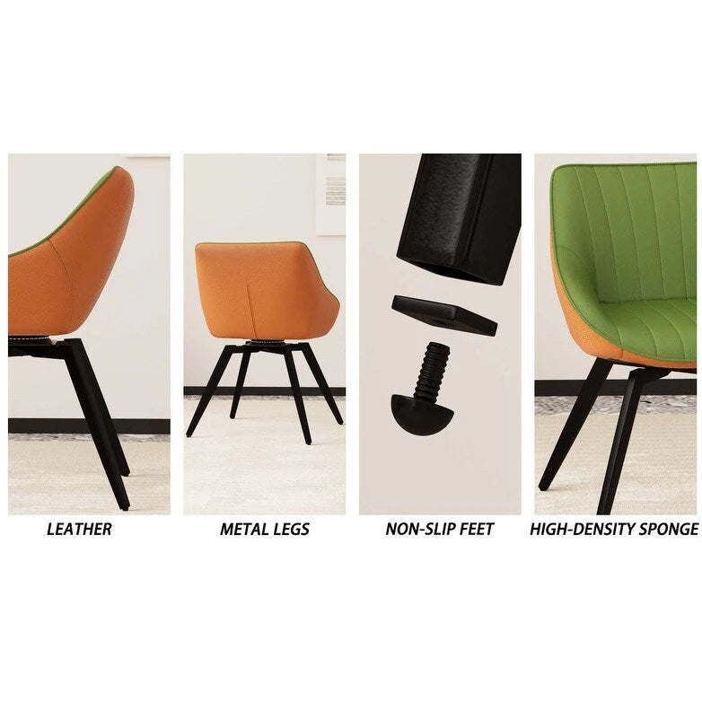 Lot de 2 chaises de salle à manger avec pieds en métal
