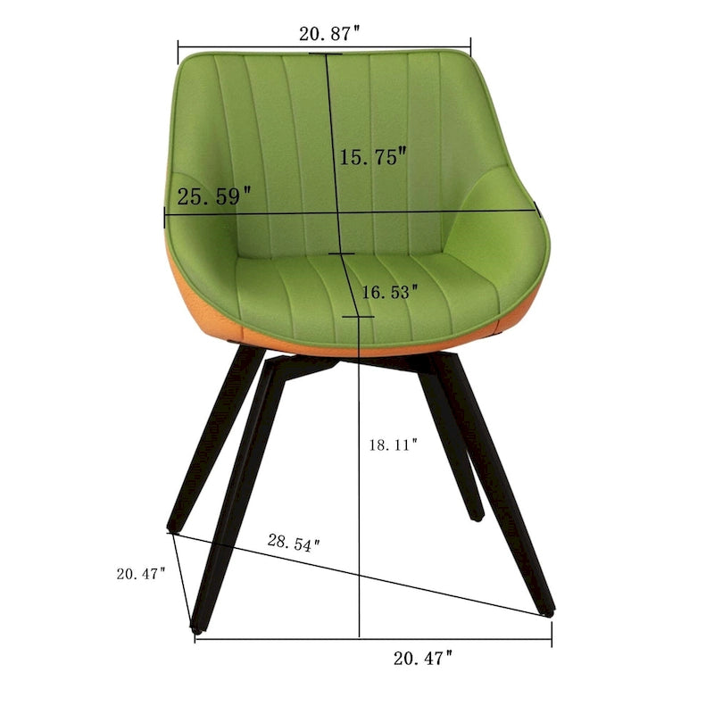 Lot de 2 chaises de salle à manger avec pieds en métal