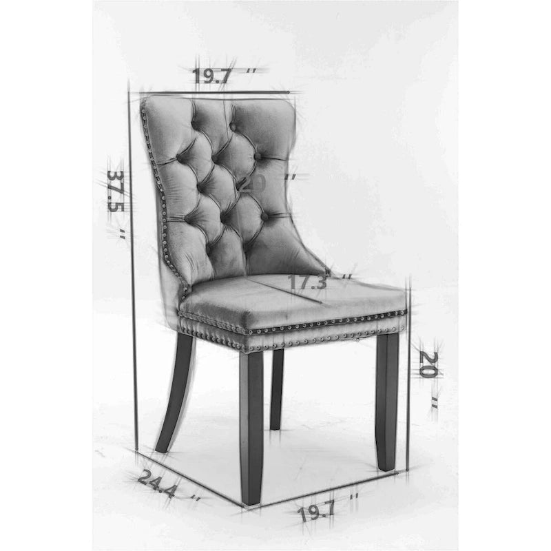 Lot de 2 chaises de salle à manger à dossier haut, chaises de cuisine en cuir PU rembourrées avec poignée arrière et pieds en bois