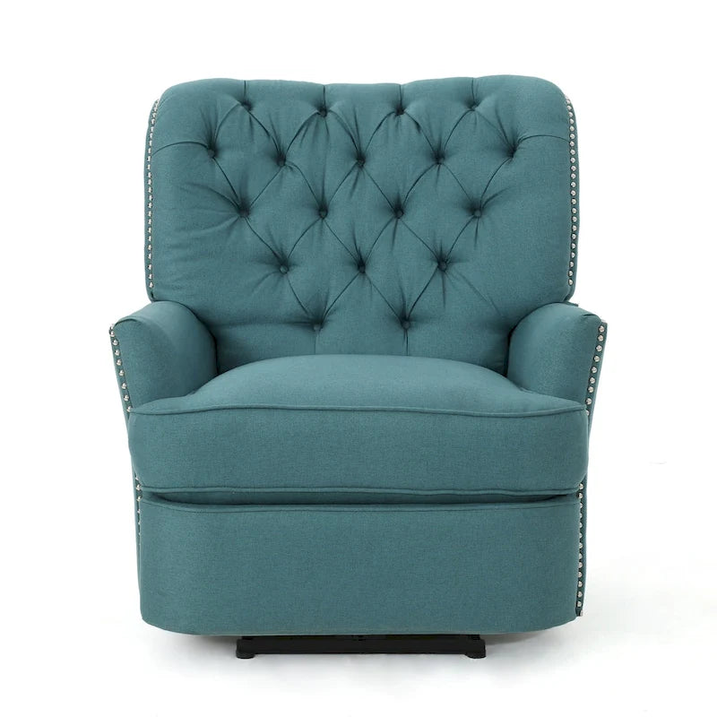 Fauteuil inclinable électrique avec accents cuivrés et revêtement doux, chaise longue confortable pour salon, sarcelle