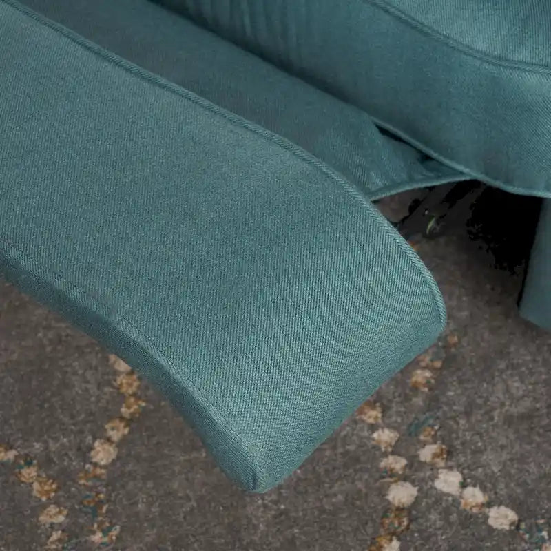 Fauteuil inclinable électrique avec accents cuivrés et revêtement doux, chaise longue confortable pour salon, sarcelle