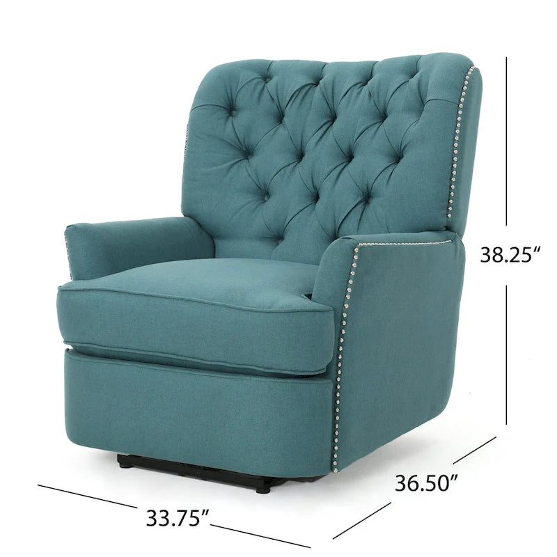 Fauteuil inclinable électrique avec accents cuivrés et revêtement doux, chaise longue confortable pour salon, sarcelle
