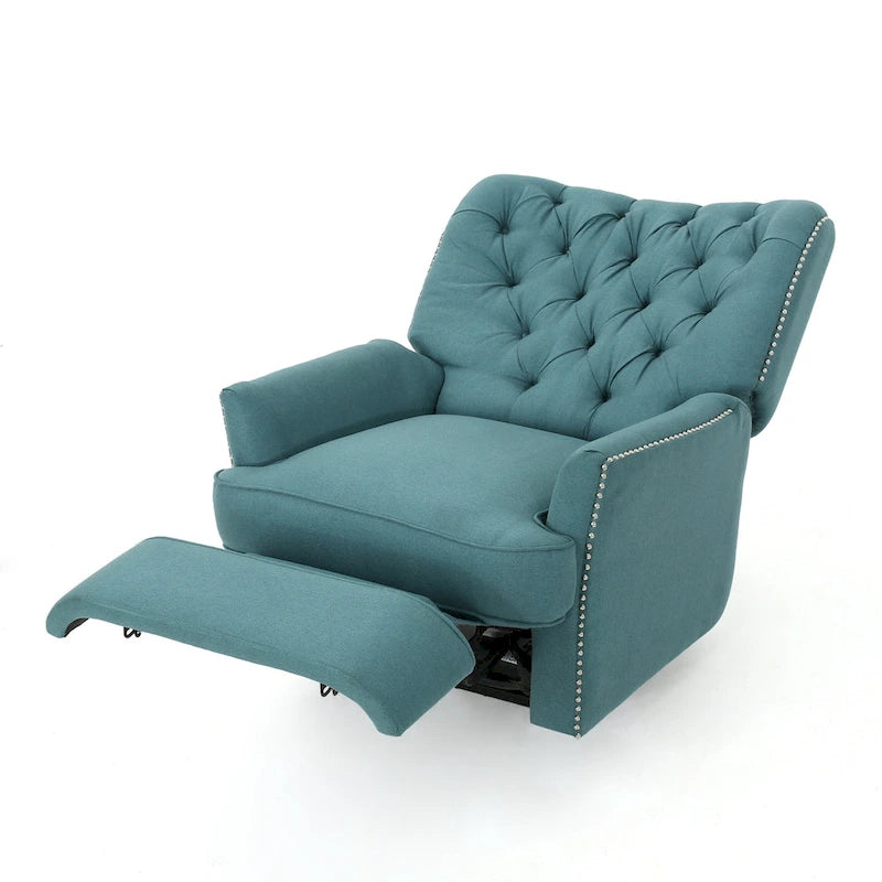 Fauteuil inclinable électrique avec accents cuivrés et revêtement doux, chaise longue confortable pour salon, sarcelle