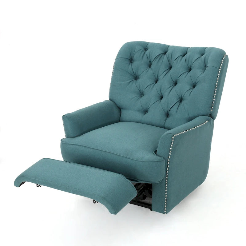 Fauteuil inclinable électrique avec accents cuivrés et revêtement doux, chaise longue confortable pour salon, sarcelle