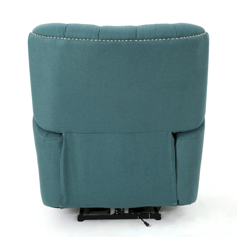Fauteuil inclinable électrique avec accents cuivrés et revêtement doux, chaise longue confortable pour salon, sarcelle