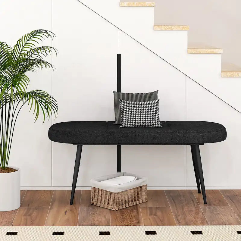 Banc d'entrée rembourré avec siège coussiné et robuste