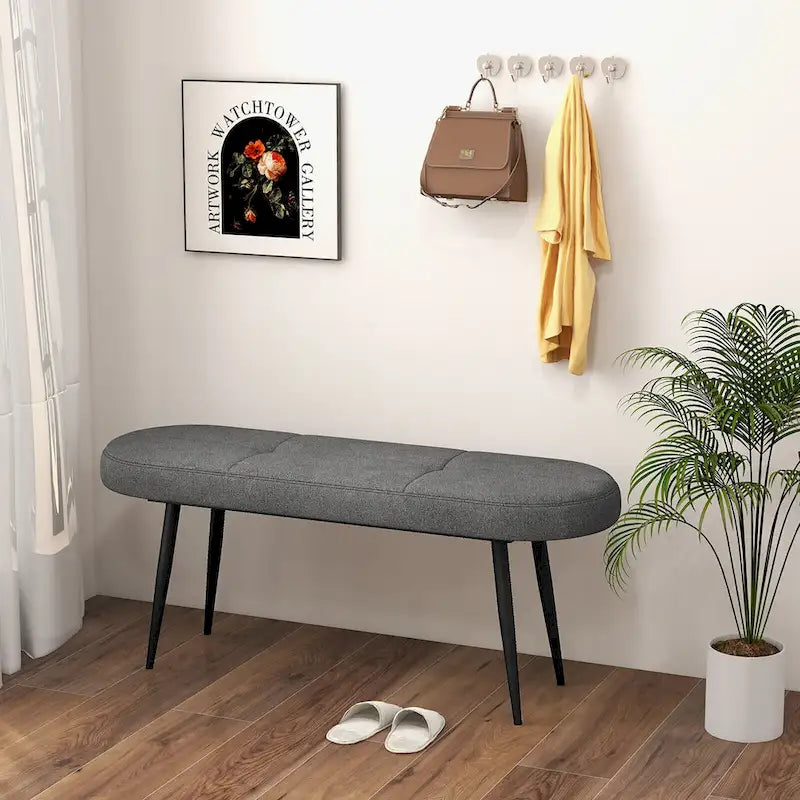 Banc d'entrée rembourré avec siège coussiné et robuste