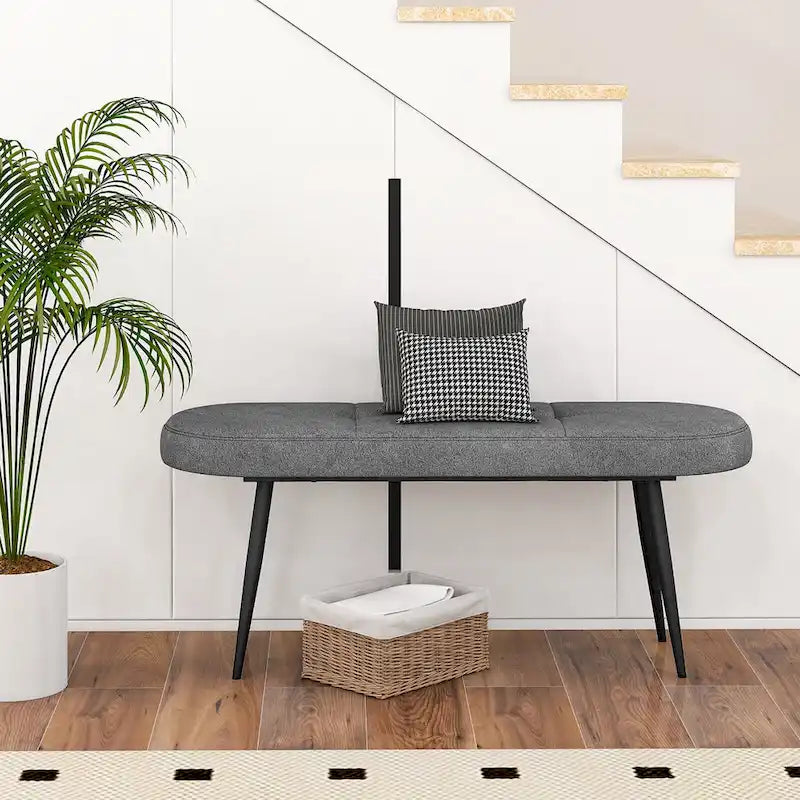 Banc d'entrée rembourré avec siège coussiné et robuste