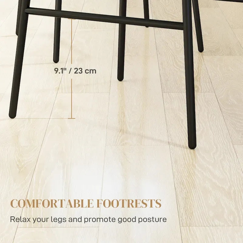 Lot de 2 tabourets de bar en rotin hauteur comptoir, tabourets de bar en osier de 66 cm avec dossier, chaises de bar modernes pour îlot de cuisine, noir