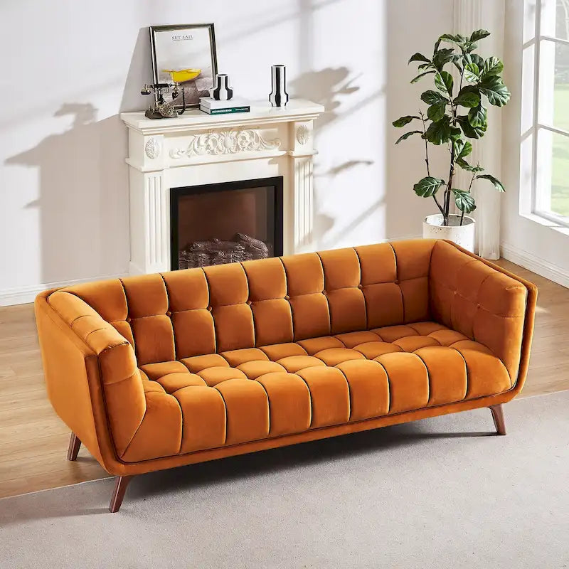 Canapé de salon moderne Chesterfield en velours