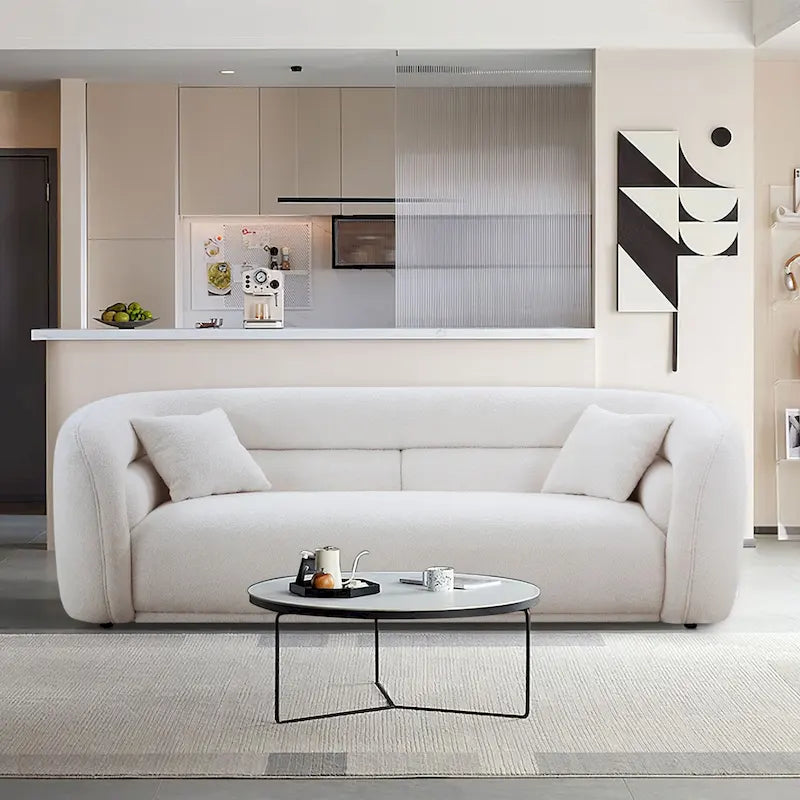 Canapé courbé 91 moderne et contemporain rembourré avec 2 oreillers pour salon