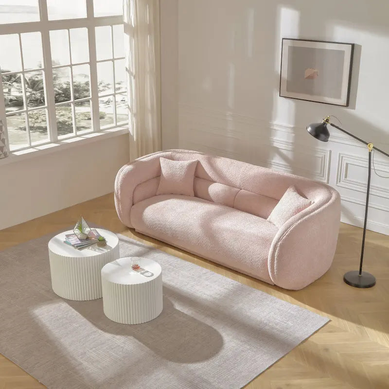 Canapé courbé 91 moderne et contemporain rembourré avec 2 oreillers pour salon