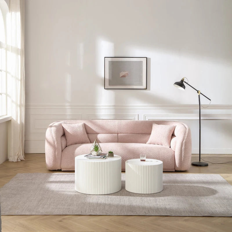Canapé courbé 91 moderne et contemporain rembourré avec 2 oreillers pour salon