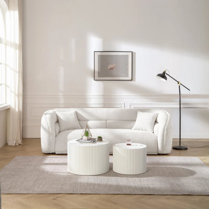 Canapé courbé 91 moderne et contemporain rembourré avec 2 oreillers pour salon