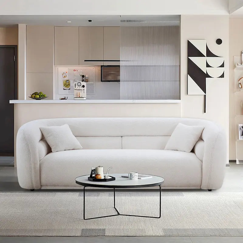 Canapé courbé 91 moderne et contemporain rembourré avec 2 oreillers pour salon