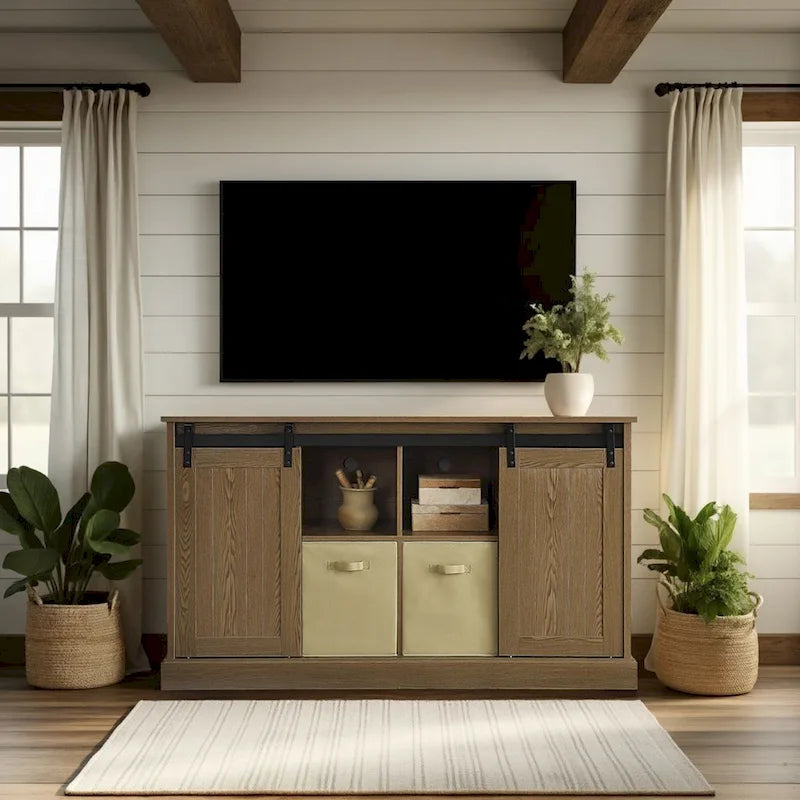 Meuble TV console de ferme de 60 pouces pour téléviseurs jusqu'à 64 pouces