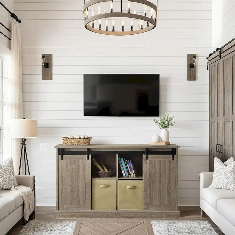 Meuble TV console de ferme de 60 pouces pour téléviseurs jusqu'à 64 pouces