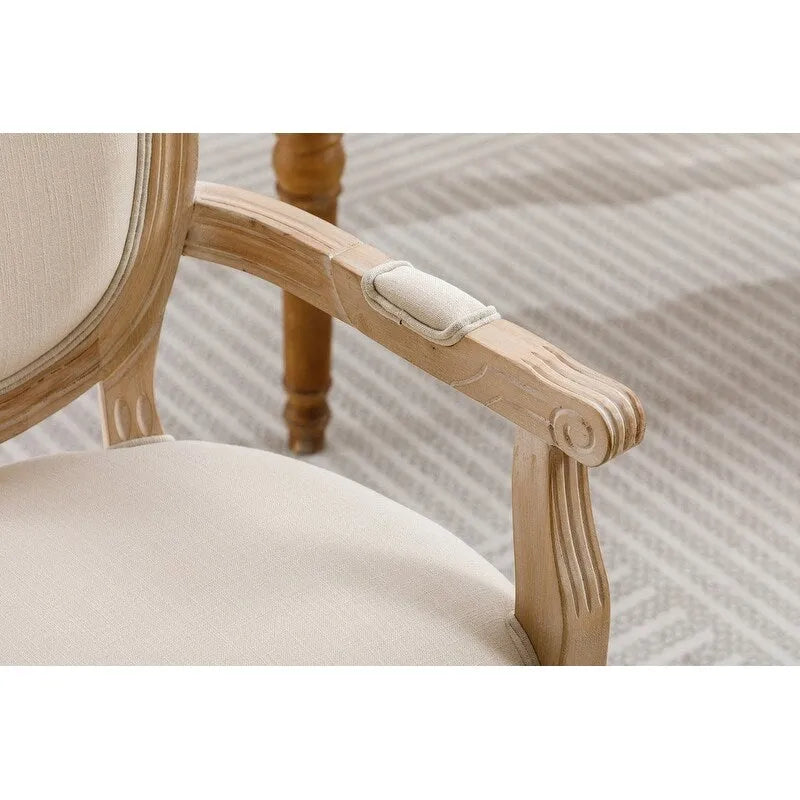 Lot de 2 chaises de salle à manger style champêtre français moderne du milieu du siècle, fauteuil d'appoint rembourré en lin dossier Louis XVI