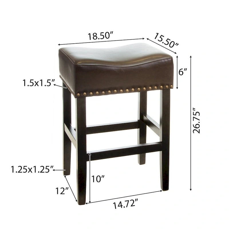 Tabouret de comptoir marron sans dossier de 66 cm (lot de 2) - 18,00 P x 15,50 L x 26,00 H
