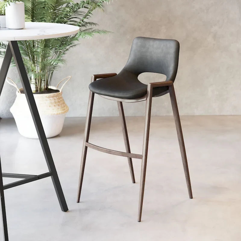 Tabouret de bar noir et noyer