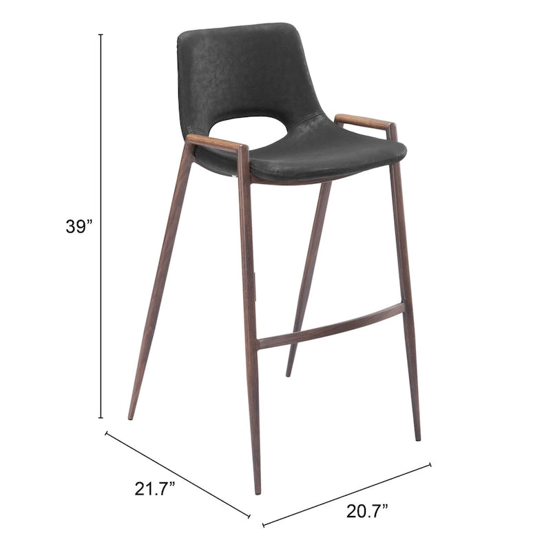 Tabouret de bar noir et noyer