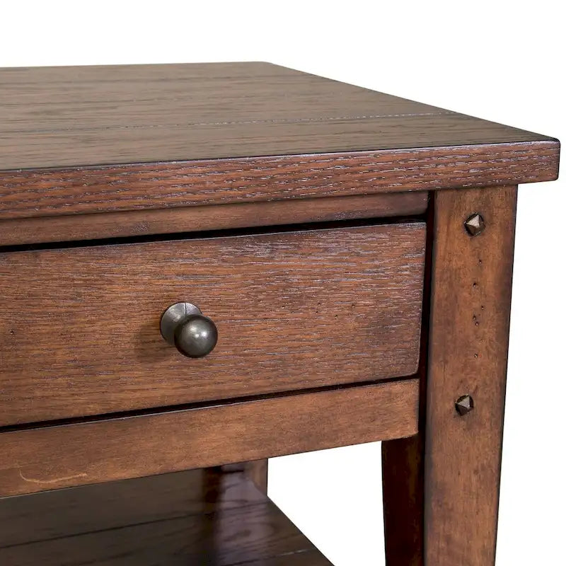 Table d'appoint en chêne brun rustique