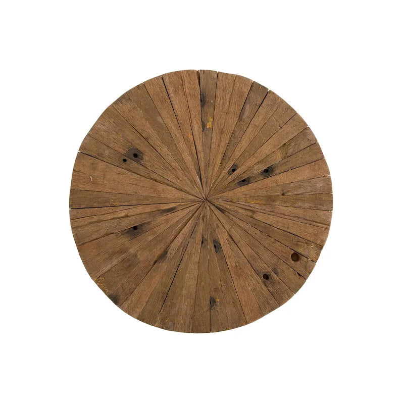 Table d'appoint ronde de 22 po en bois recyclé avec pieds épingles en métal noir