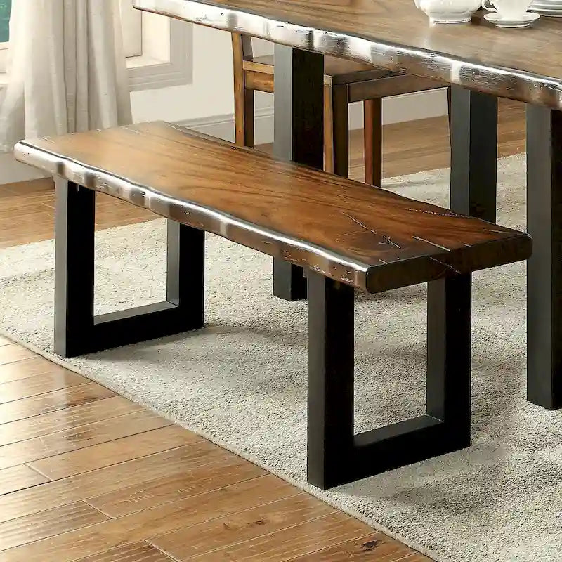 Banc de salle à manger rustique en bois massif de chêne en U par
