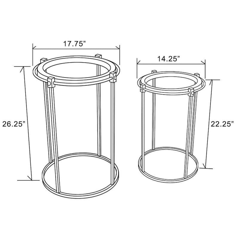 Table d'appoint ronde en métal et verre (Lot de 2)