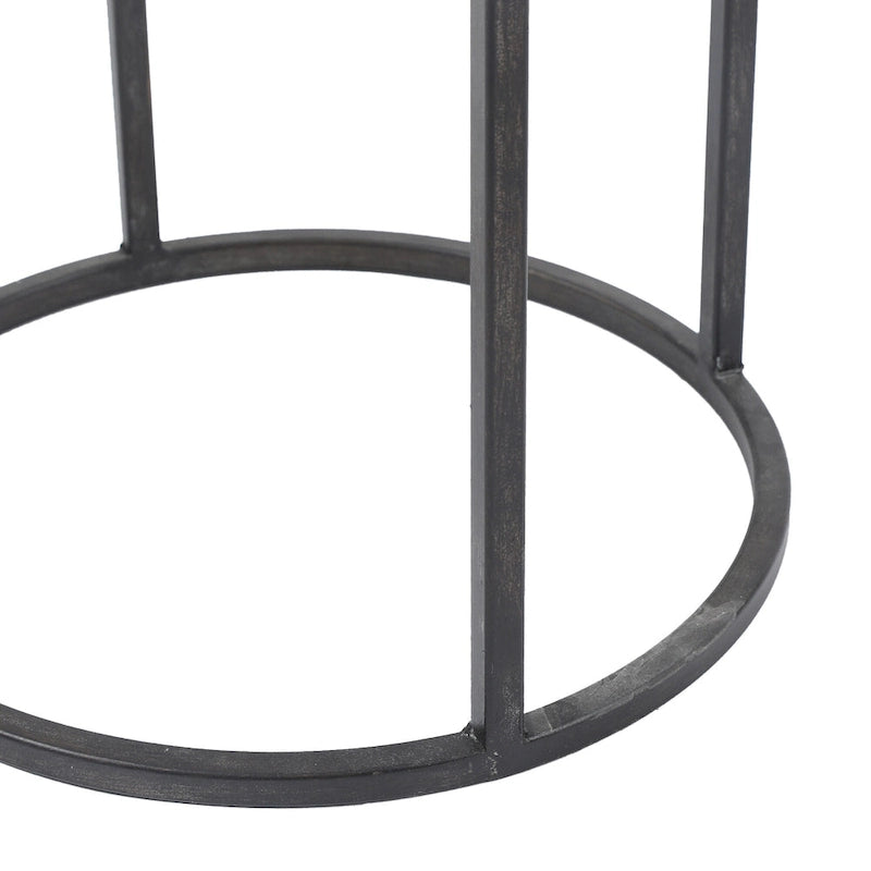 Table d'appoint ronde en métal et verre (Lot de 2)
