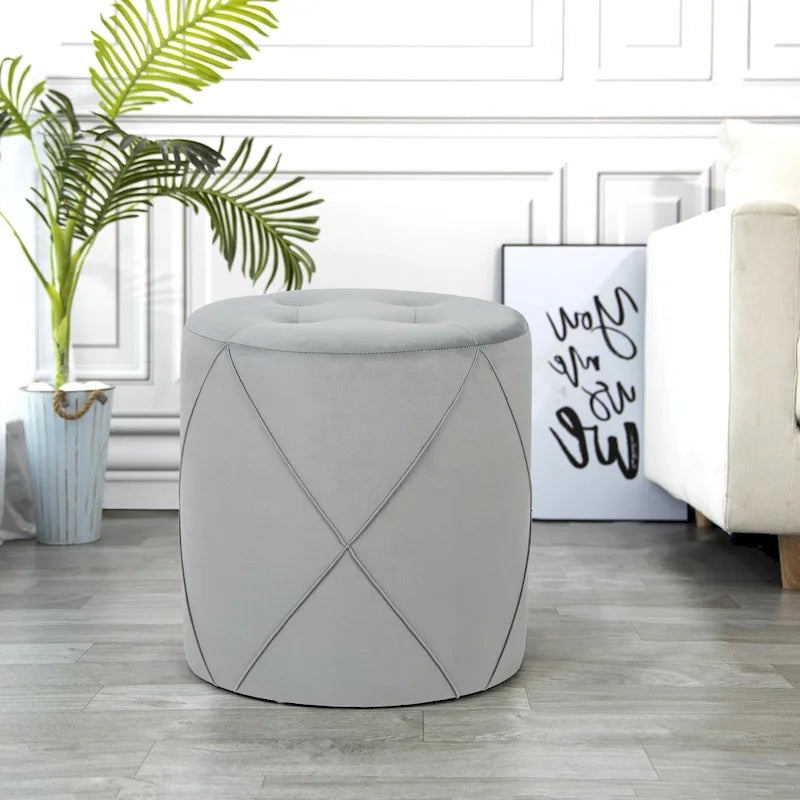 Repose-pieds capitonné rond en velours, tabouret de vanité