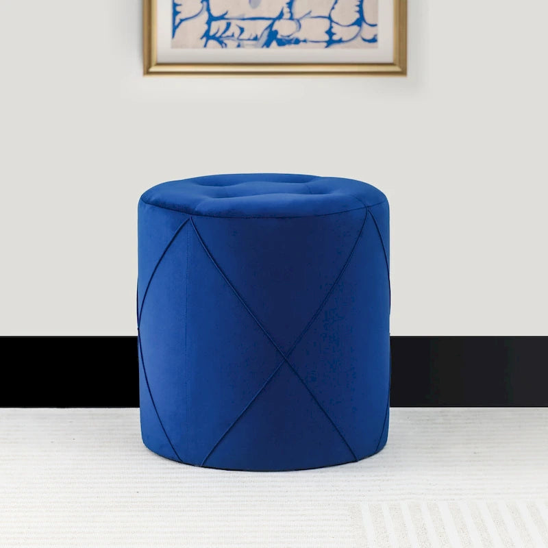 Repose-pieds capitonné rond en velours, tabouret de vanité