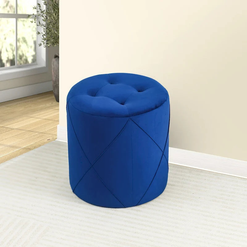 Repose-pieds capitonné rond en velours, tabouret de vanité