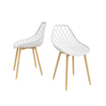 Chaise de salle à manger Mid-Century Modern avec pieds en acier pour l'intérieur ou l'extérieur - Lot de 2