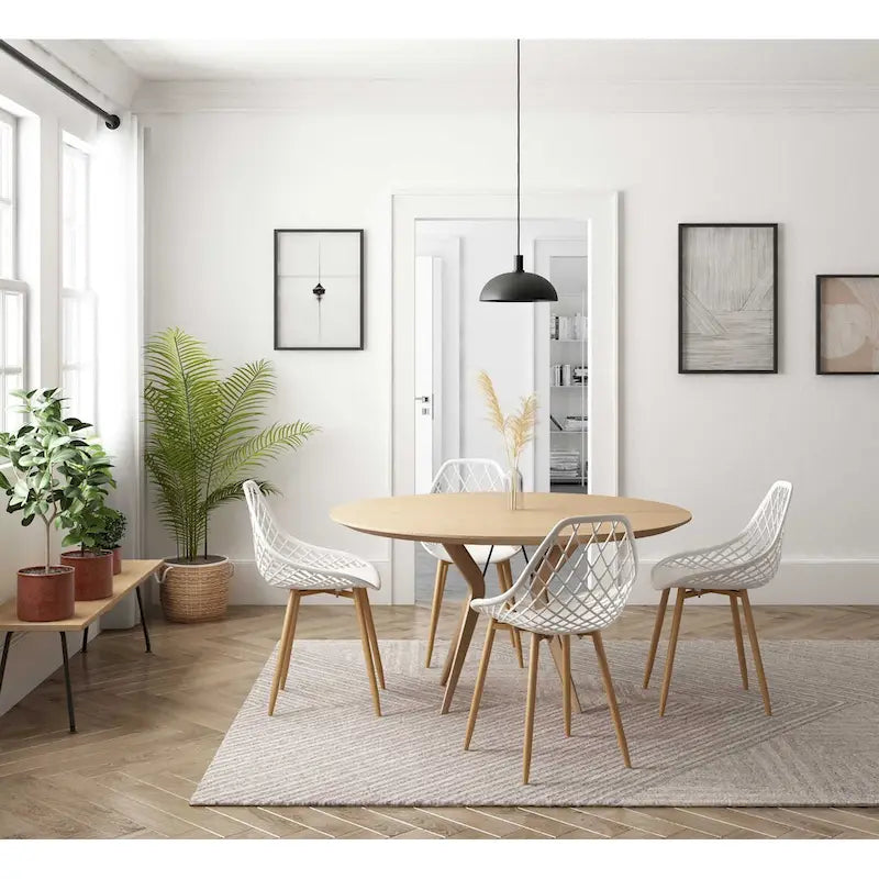 Chaise de salle à manger Mid-Century Modern avec pieds en acier pour l'intérieur ou l'extérieur - Lot de 2