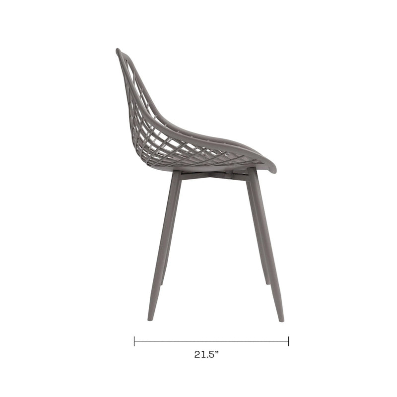 Chaise de salle à manger Mid-Century Modern avec pieds en acier pour l'intérieur ou l'extérieur - Lot de 2