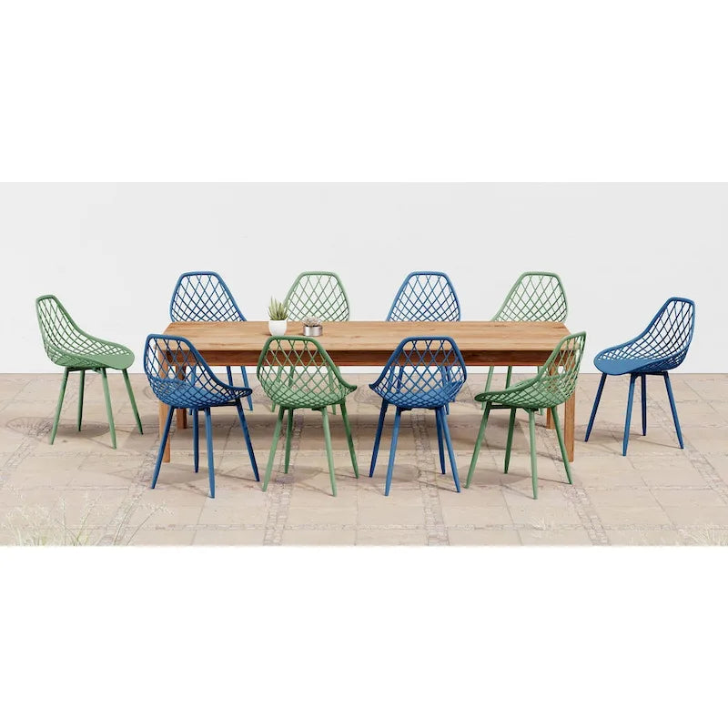 Chaise de salle à manger Mid-Century Modern avec pieds en acier pour l'intérieur ou l'extérieur - Lot de 2