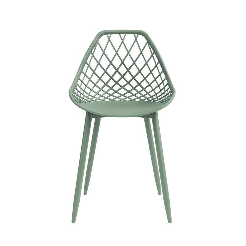 Chaise de salle à manger Mid-Century Modern avec pieds en acier pour l'intérieur ou l'extérieur - Lot de 2