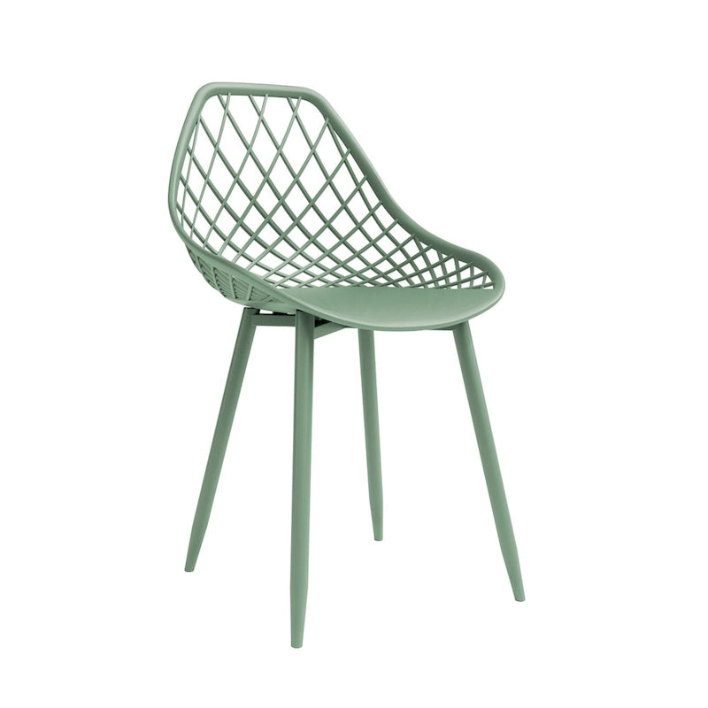 Chaise de salle à manger Mid-Century Modern avec pieds en acier pour l'intérieur ou l'extérieur - Lot de 2
