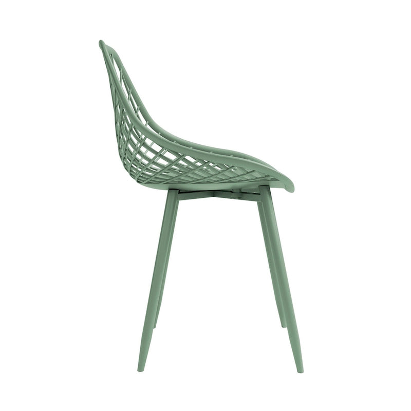 Chaise de salle à manger Mid-Century Modern avec pieds en acier pour l'intérieur ou l'extérieur - Lot de 2