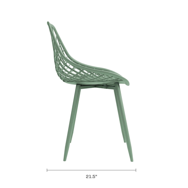 Chaise de salle à manger Mid-Century Modern avec pieds en acier pour l'intérieur ou l'extérieur - Lot de 2