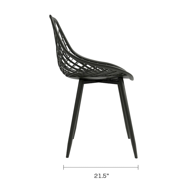 Chaise de salle à manger Mid-Century Modern avec pieds en acier pour l'intérieur ou l'extérieur - Lot de 2