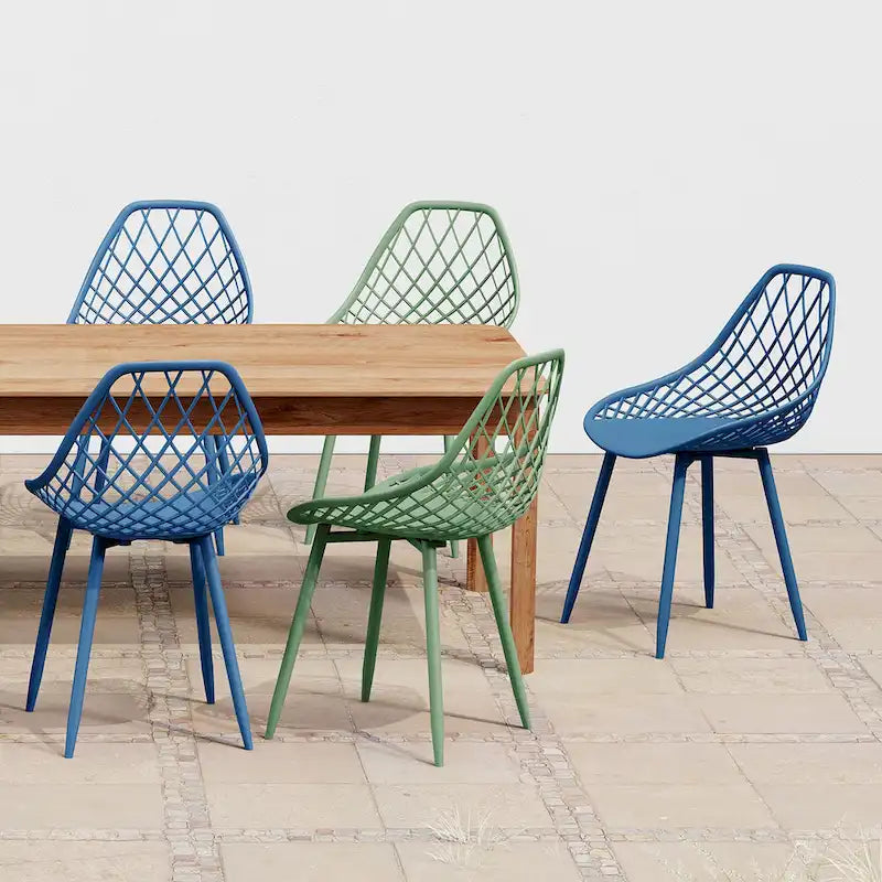 Chaise de salle à manger Mid-Century Modern avec pieds en acier pour l'intérieur ou l'extérieur - Lot de 2