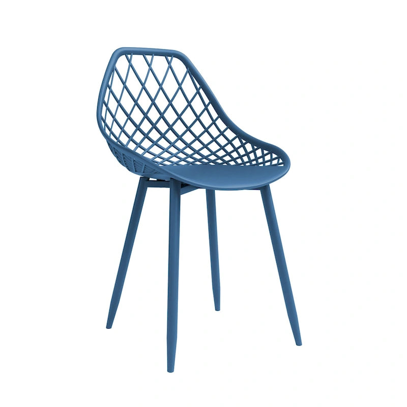 Chaise de salle à manger Mid-Century Modern avec pieds en acier pour l'intérieur ou l'extérieur - Lot de 2
